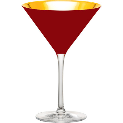 "AMALFI" MARTINI GLASS HAND PAINTED VENETIAN GLASSWARE RED STEM 