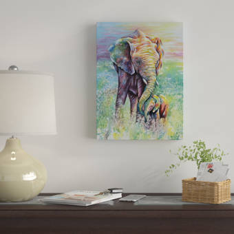Winston Porter Mother Baby Elephant Rainbow Colors Acrylic