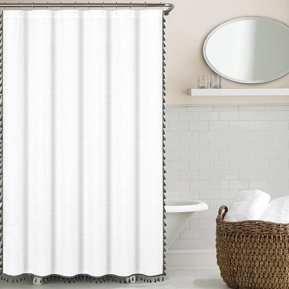 Angelia 100 Cotton Tassel Single Shower Curtain Reviews Birch