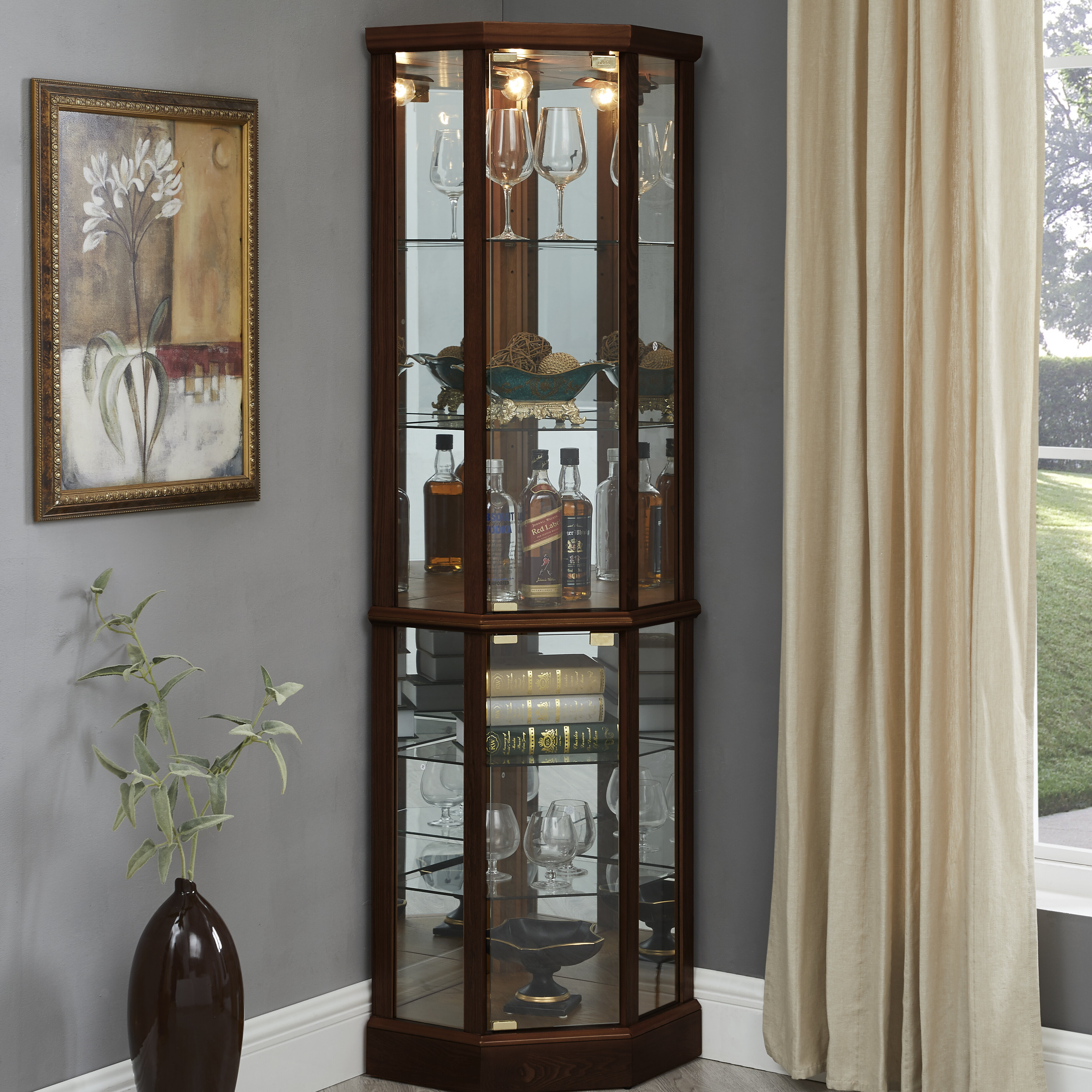 Charlton Home Franklyn Corner Curio Cabinet Reviews Wayfair