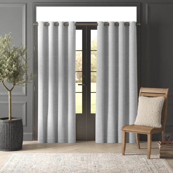 2 Panels Grommet Textured Solid Semi-Sheer Curtains for Bedroom Window Treatment 