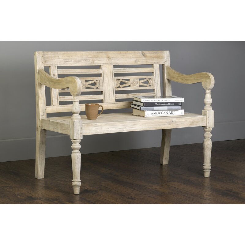 Darby Home Co Scroggs Carved Wood Bench Wayfair