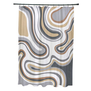 Kess InHouse Danny Ivan Curved Squares Multicolor Shower Curtain 69 by 70