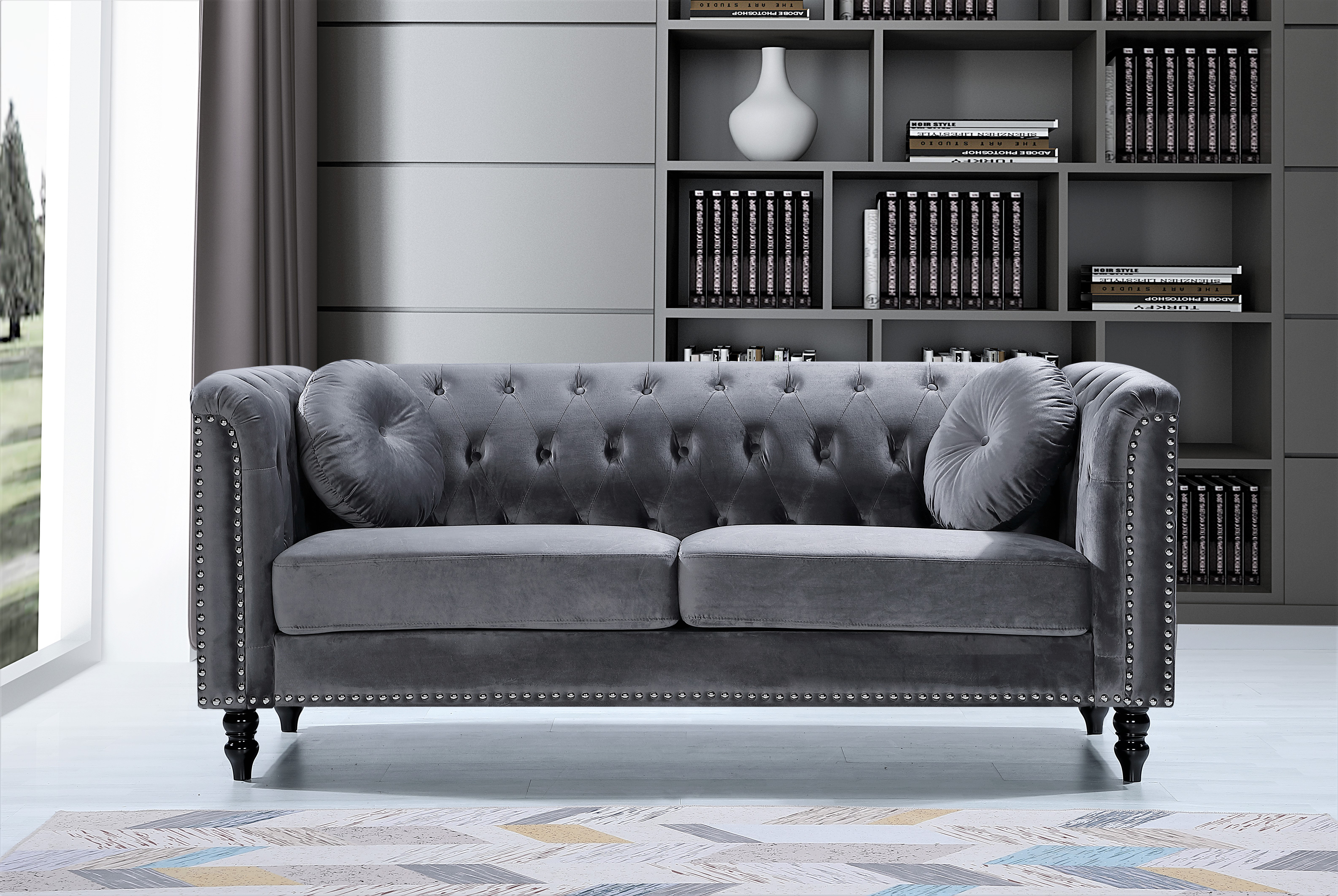 Everly Quinn Cooksey 75 98 Wide Velvet Chesterfieldroll Arms Sofa Reviews Wayfair