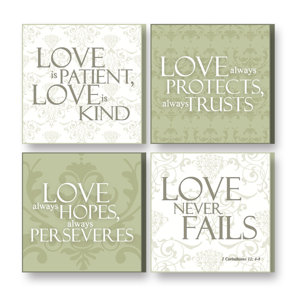 4 Piece Treasured Times Love is Christian Wall Du00e9cor Set