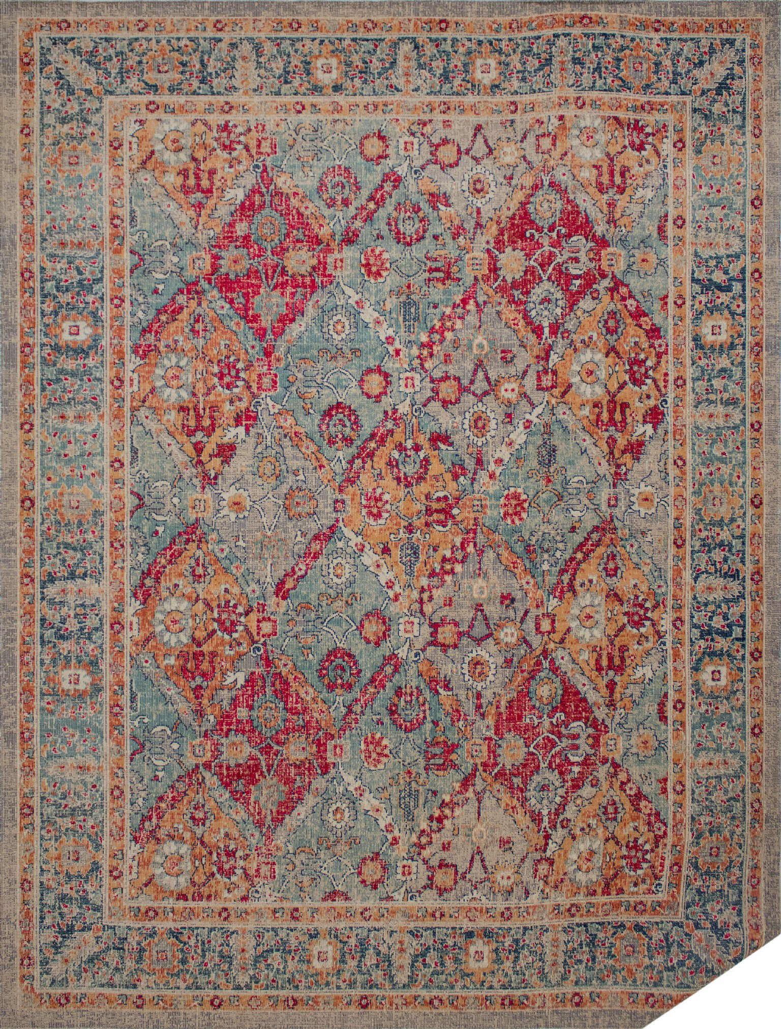 World Menagerie Shantae Power Loom Performance Gray/Red Rug Wayfair