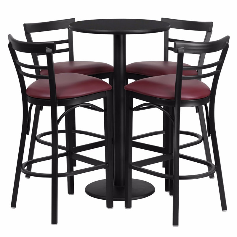 Red Barrel Studio Alvarez Round Laminate 5 Piece Upholstered Pub Table Set Wayfair Ca