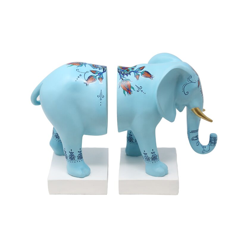 Bloomsbury Market Elephant Resin Bookends | Wayfair