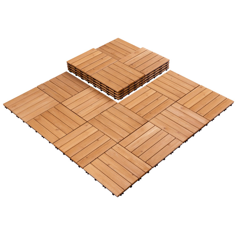 12" x 12" Fir Wood Interlocking Deck Tile Color: Natural Wood