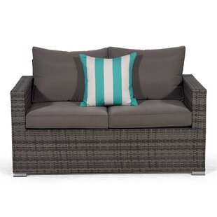 Giardino Grey Rattan 2 Seater Sofa Loveseat Outdoor Patio Garden Furniture With Cover Image