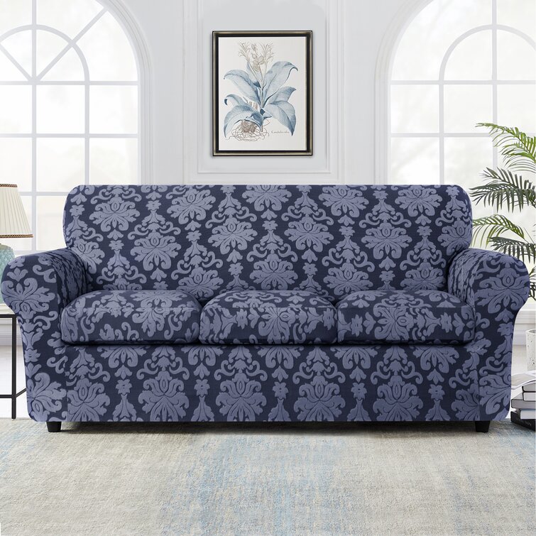 CHUN YI Stretch Sofa Cover with 2 Separate Seat Cushion Covers Soft Thick Spandex Sofa Slipcovers Loveseat, Blue Couch Furniture Protector