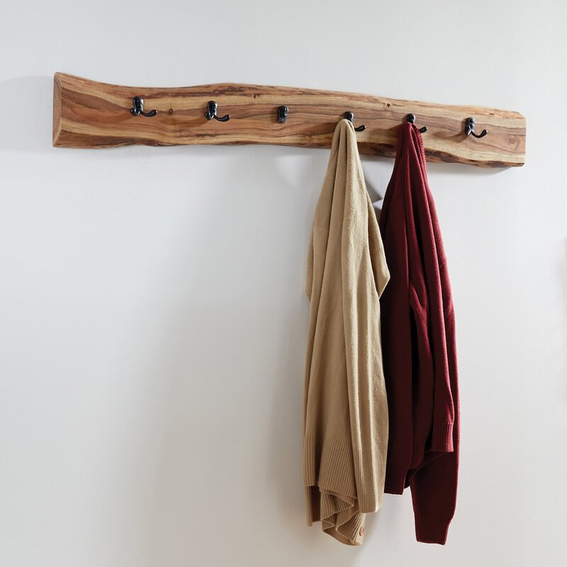 Foundry Select Bexton Live Edge Wall Mounted Coat Rack & Reviews | Wayfair