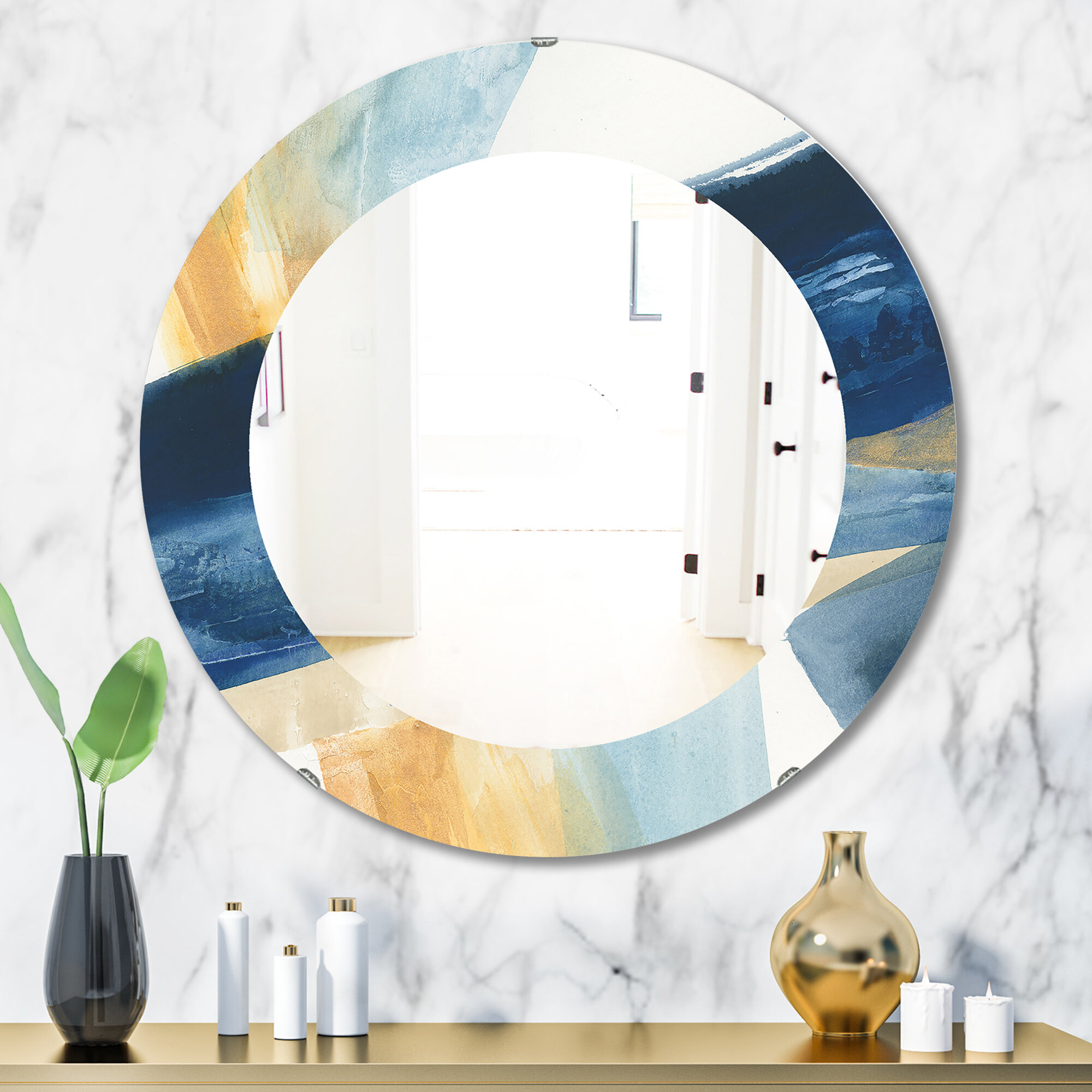 East Urban Home Indigo Panel I - Modern Mirror & Reviews 