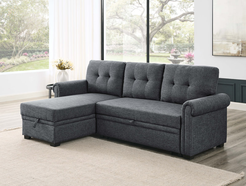 ( incomplete box 1/3) Rossignol 86" Rolled Arm Sofa Bed Upholstery Color: Dark Gray