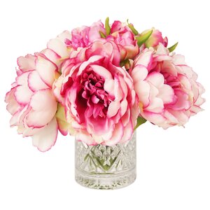 Pink & White Peony in Acrylic Water Vase