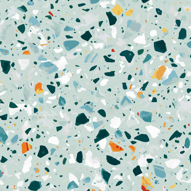 Deview 83 Oranges Mint Terrazzo by Uma Parabhakar Gokhale - Wrapped Canvas Print Size: 12" H x 12" W