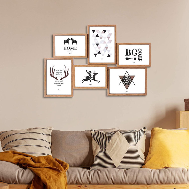 Foundry Select 4x6 Picture Frame Collage 6 Opening Rustic Photo Collage Frame With High Definition Glass Multi Family Farmhouse Picture Frame Sets For Wall Collage Gallery Decor Wayfair