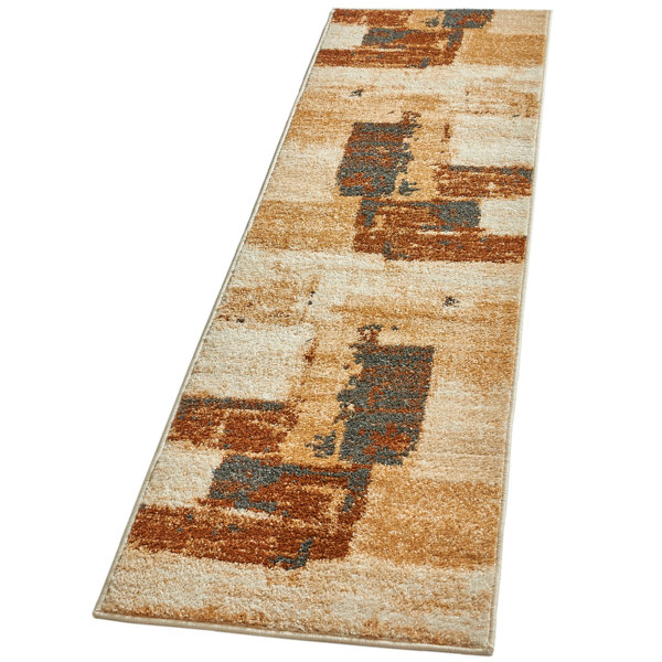 Wrought Studio Rubino Vintage Blocks Abstract Brown Beige Area Rug