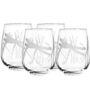 Dragonfly 17 Oz. Stemless Wine Glass (Set of 4)