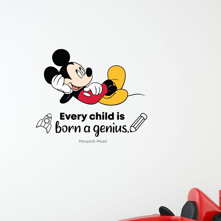 Design With Vinyl Born A Genuis Mickey Mouse Quote Vinyl Wall Decal Wayfair