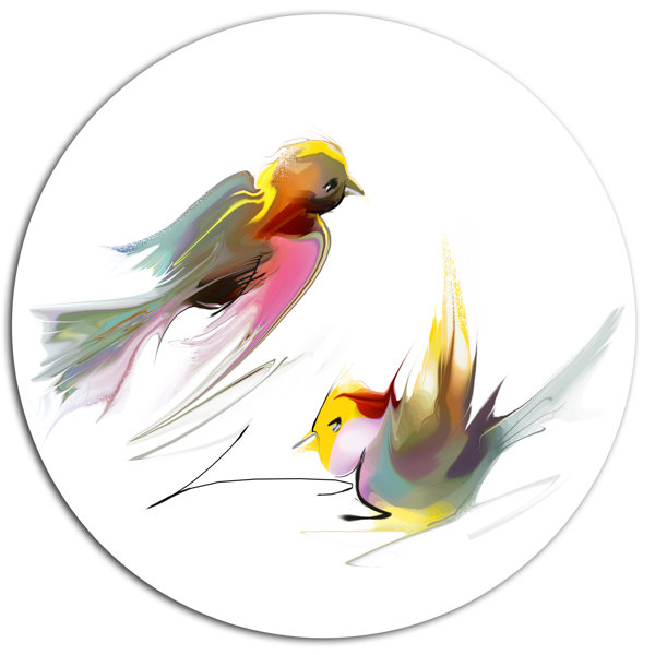Designart Flying Birds Illustration Oil Painting Print On Metal