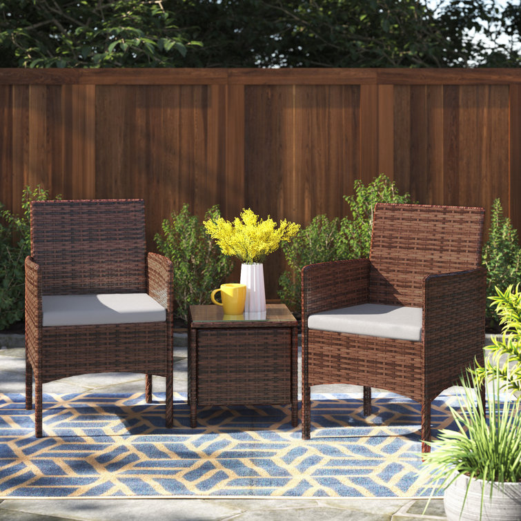 Zipcode Design™ Nathanial Wicker/Rattan 2 Person Seating Group with Cushions & Reviews