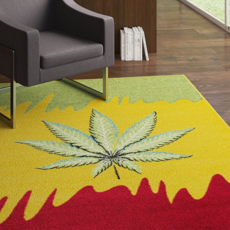 Ebern Designs Littell Reggae Leaf Yellow Area Rug Wayfair