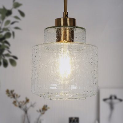 Meya 1 - Light Single Drum Pendant with Raindrop Glass