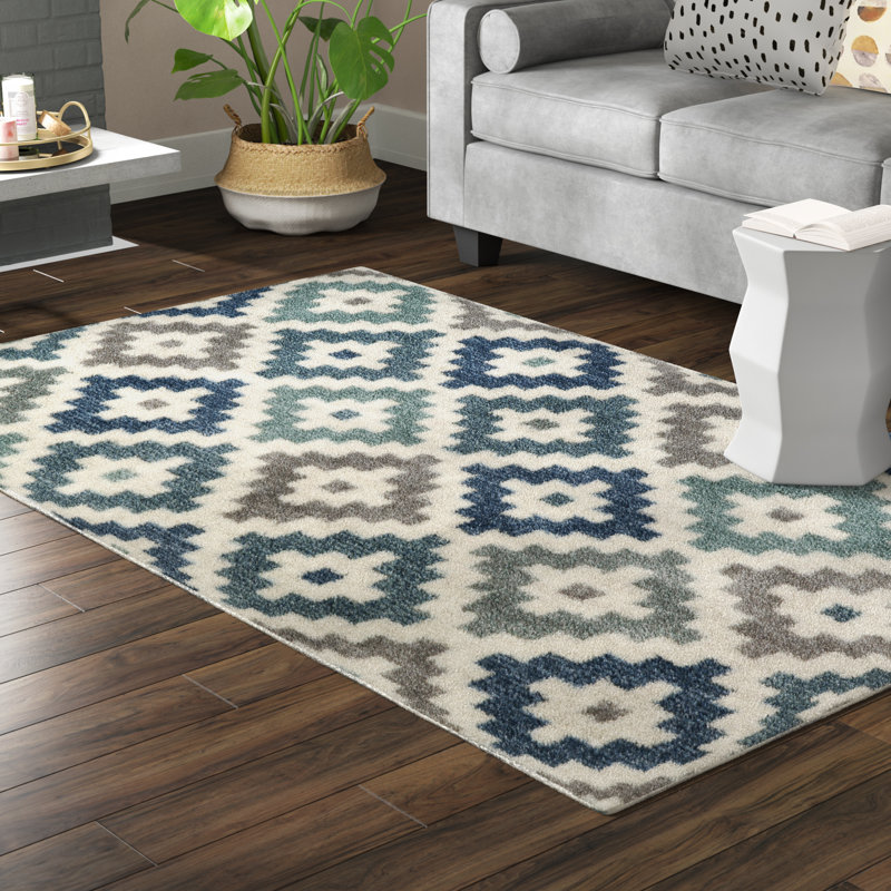 Ivy Bronx Lankford Diamond Head Blue Ivory Gray Area Rug Reviews Wayfair
