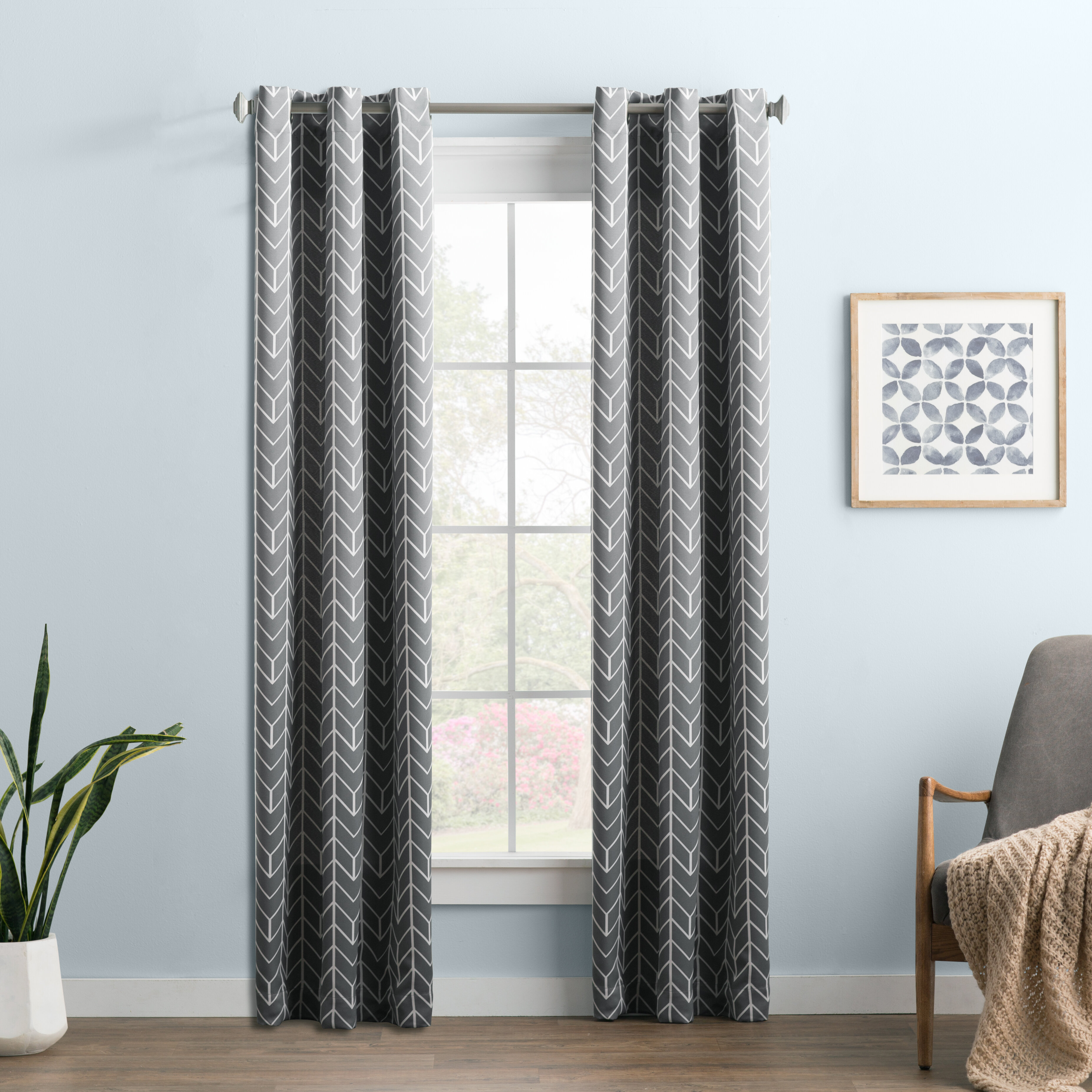 Wayfair Basics Chevron Blackout Thermal Grommet Single Curtain