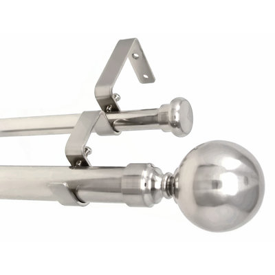 Braggs Steel Ball Flat Button Double Curtain Rod