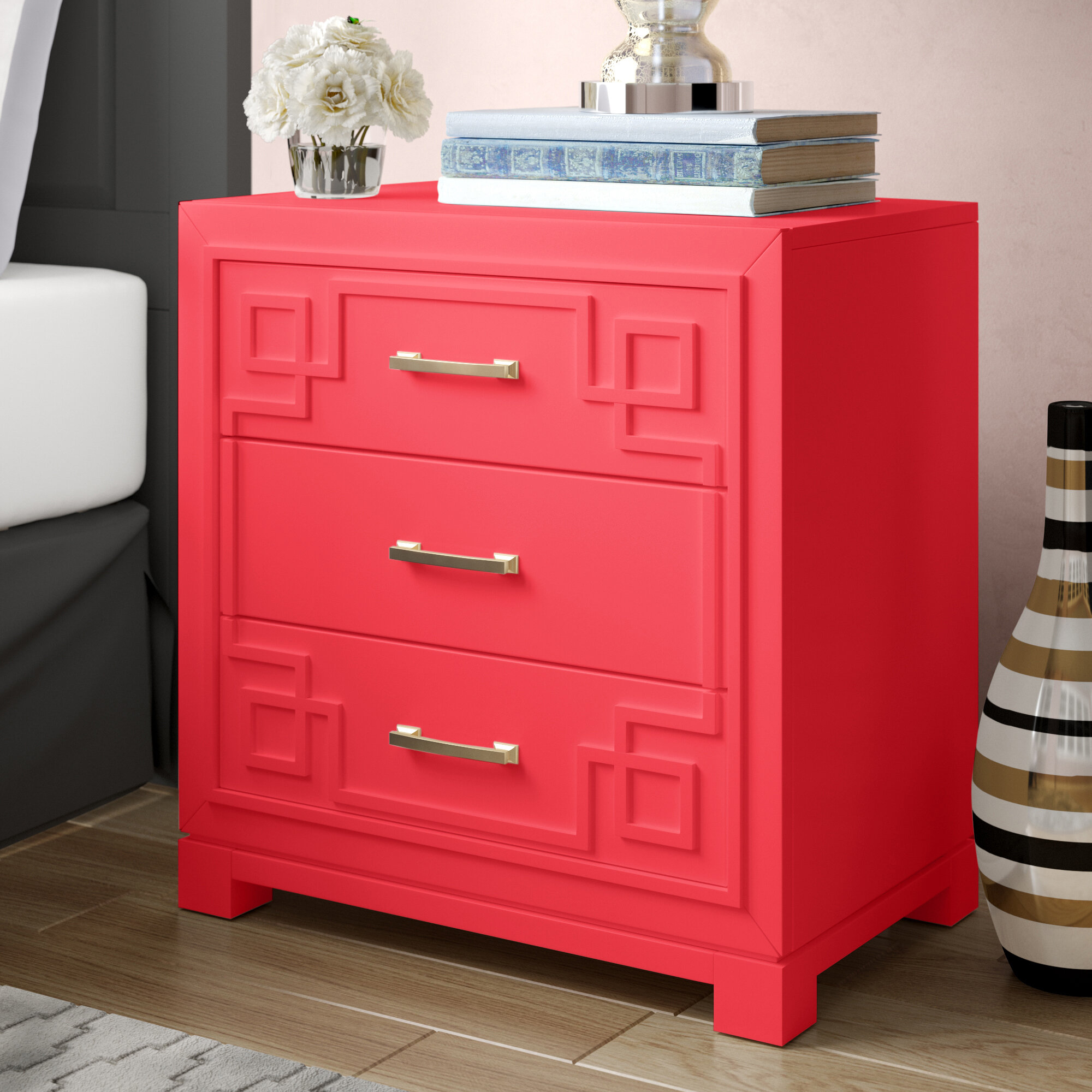 small red nightstand