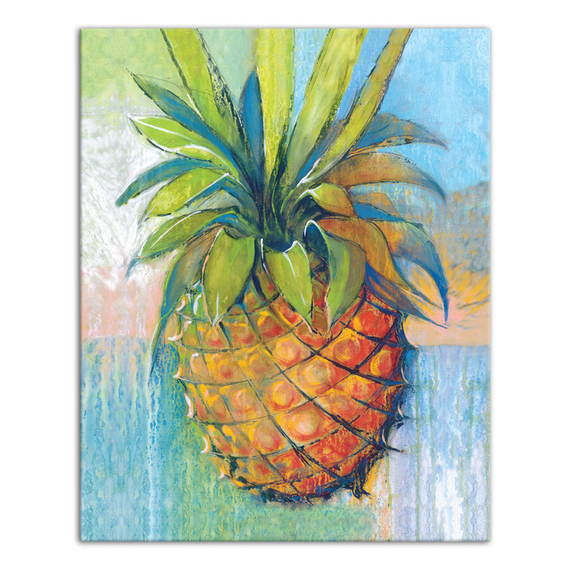 Bay Isle Home Tropical Pineapple Acrylic Painting Print On