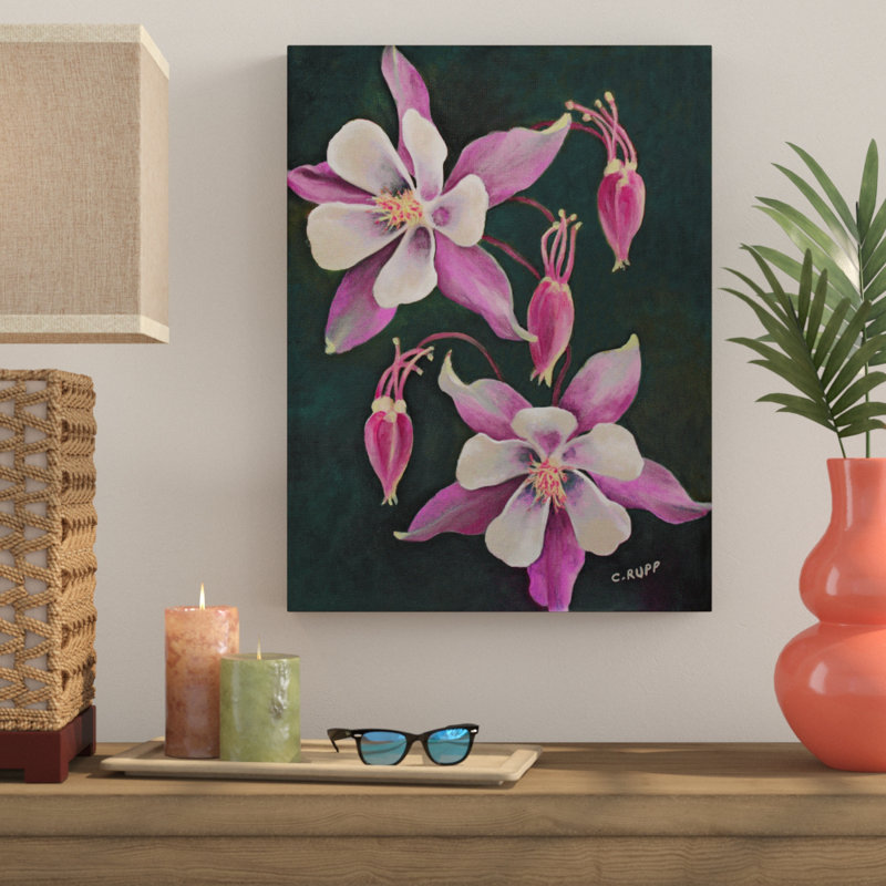 Bay Isle Home Pink Columbine Flowers Acrylic Painting Print On