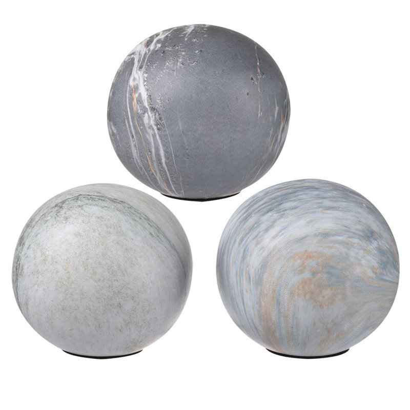 Charlton Home Erika 3 Piece Ceramic Decorative Balls With Flat