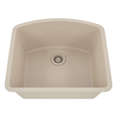23" x 21" Quartz Kitchen Sink, D Shape Single Bowl Sink, Drop-in Sink, Undermount Sink, Granite Kitchen Sink, with Steel Grids and Basket Strainer
