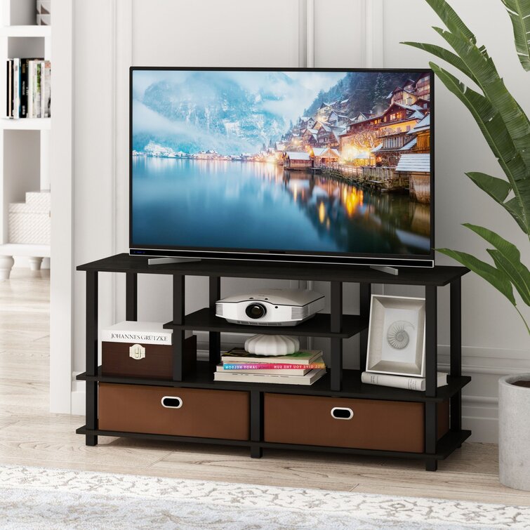 Tv Stands Flat Screens 42"-55" Inch Dark Brown Wood Storage Console By Furinno 