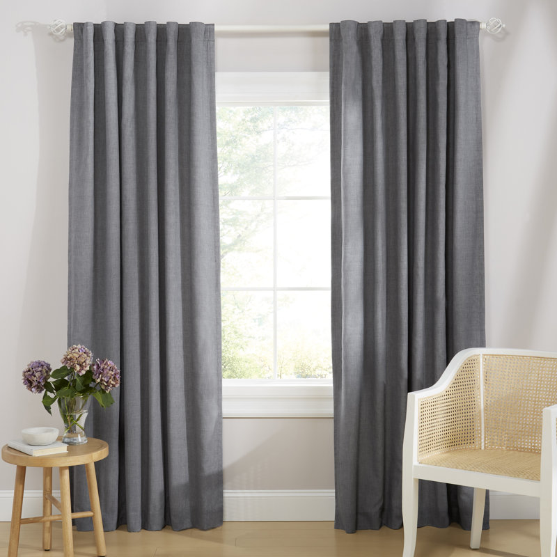 Lauren Ralph Lauren Tyler 100% Blackout Cotton Blend with Lining Back Tab/Rod Pocket Curtain Panel Size per Panel: 50" W x 84" L, Color: Gray