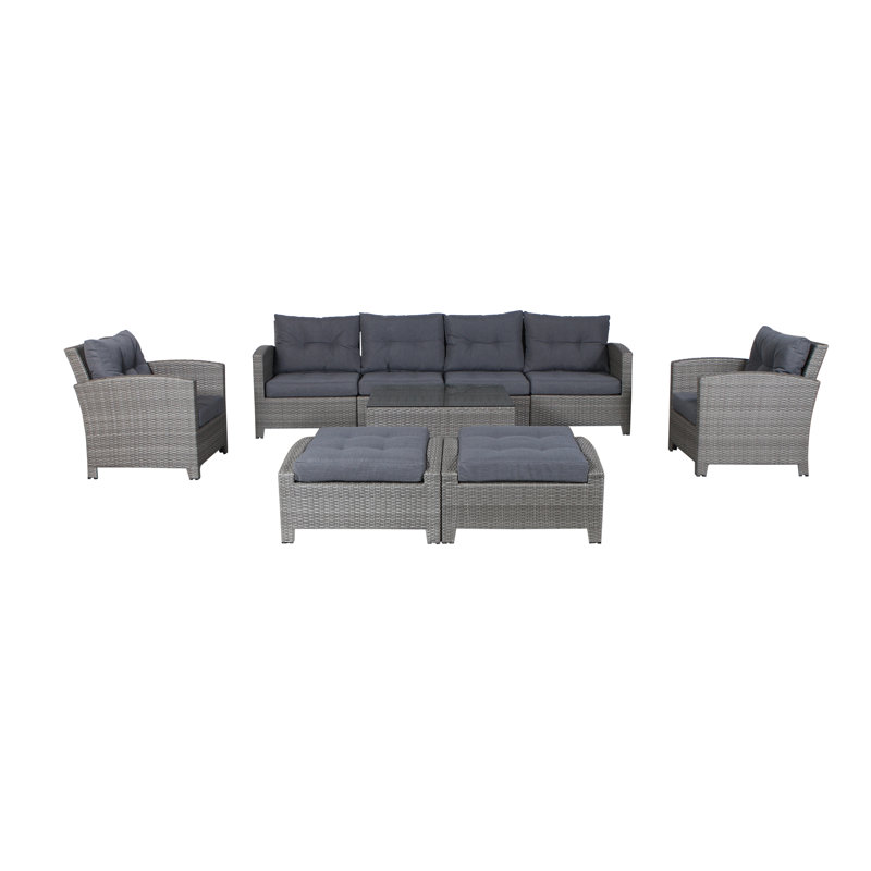 Sol 72 Outdoor Cicero 9 Piece Rattan Sectional Seating Group With Cushions Reviews Wayfair