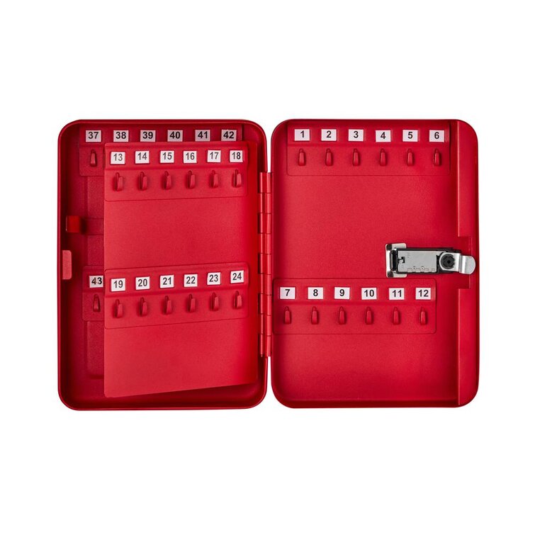 AdirOffice Red Steel 48 Key Secure Cabinet Combination Lock Key Storage Box 