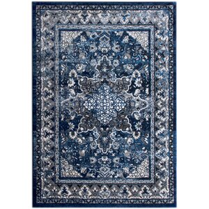 Rosie Traditional Distressed Blue/Gray Area Rug