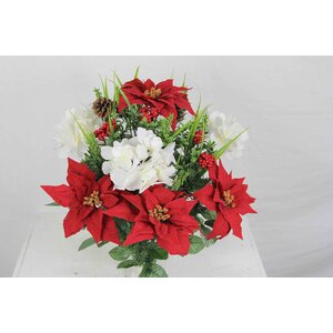 Christmas Themed Mixed Flower Arrangement with Poinsettias and Hydrangea.