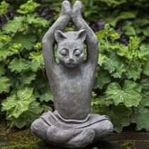 Stretching Yoga Cat Garden Sculpture Metal Kitty Statue Pool Pond Yard Decor 