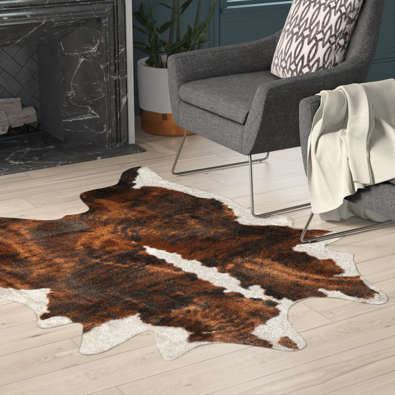 Mercury Row Animal Print Hand Tufted Faux Cowhide Brindle Area Rug Mercury Row Animal Print Hand Tufted