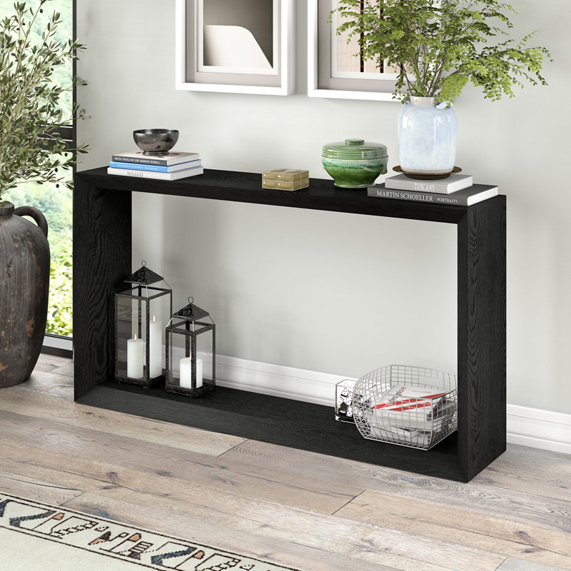 Osmond 55" Wide Rectangular Console Table Color: Black Grain