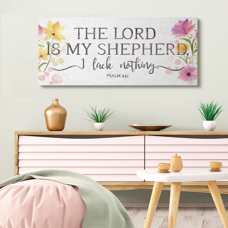 Stupell Industries Lord is My Shepherd Faith Quote Spring Florals Wood Art by Onrei Wall Plaque 7 x 17 
