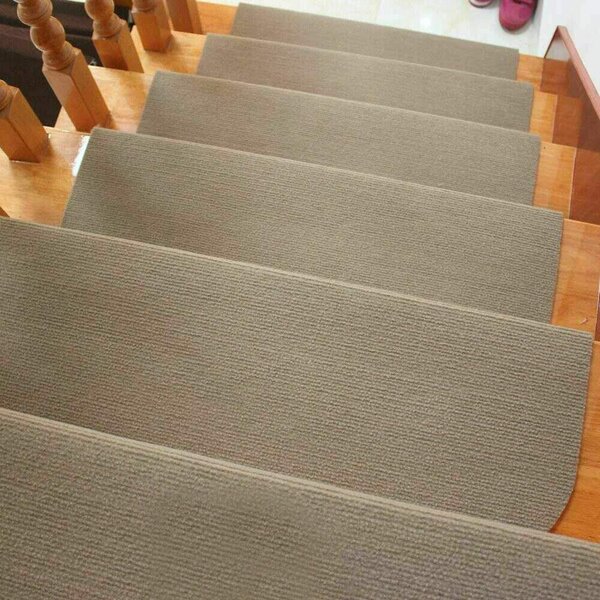 Set of 14 Non Slip Stair Pad Staircase Treads Carpet Mat Cover Adhesive Step Rug 