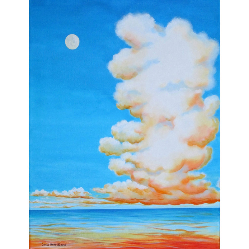 Highland Dunes Moon And Clouds Acrylic Painting Print On Canvas