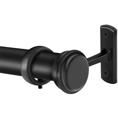 Aresha 1" Dia. Curtain Rods Adjustable Length Single Curtain Rod Black for Ceiling/Wall Mounting