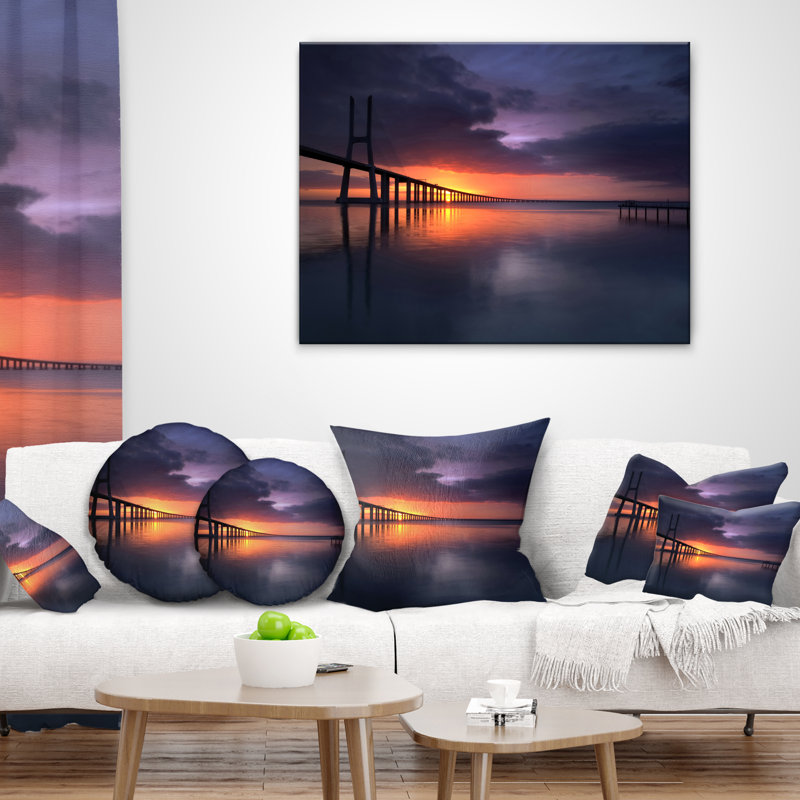 East Urban Home Pier Seascape Vasco Da Gama Bridge Portugal Lumbar Pillow Wayfair